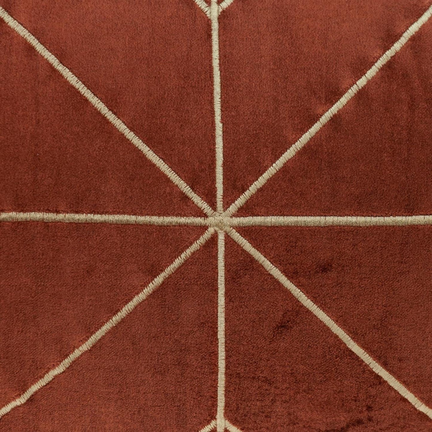 Burnt Orange and Gold Geo Velvet Lumbar Pillow with Gold Tassels