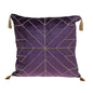 Dark Purple and Gold Geo Velvet Throw Pillow with Gold Tassels