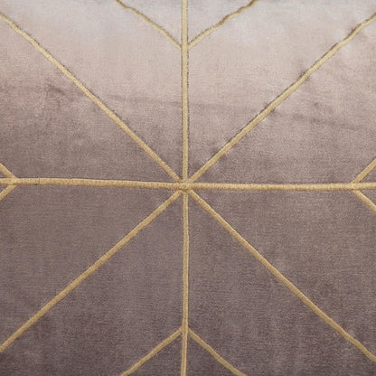 Taupe and Gold Geo Velvet Lumbar Pillow with Gold Tassels