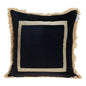 Boho Black with Gold Fringe Decorative Square Throw Pillow