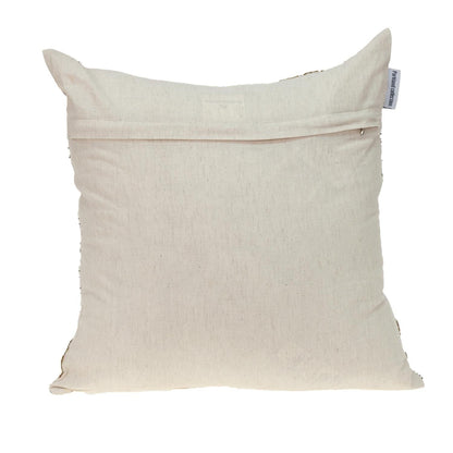 Natural and Golden Metallic Beaded Decorative Throw Pillow