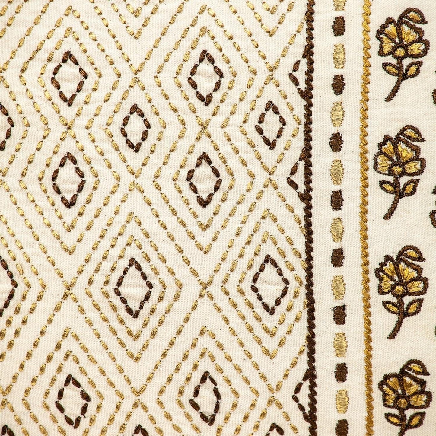 Gold and Bronze Embroidered Decorative Throw Pillow