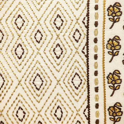 Gold and Bronze Embroidered Decorative Throw Pillow