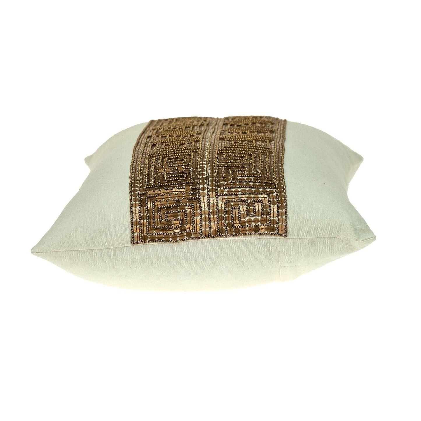 Glam Off White with Golden Sequins Lumbar Throw Pillow