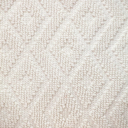 Jacquard Diamond Pattern Decorative White Throw Pillow