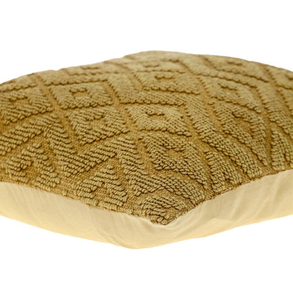 Jacquard Diamond Pattern Decorative Mustard Yellow Throw Pillow