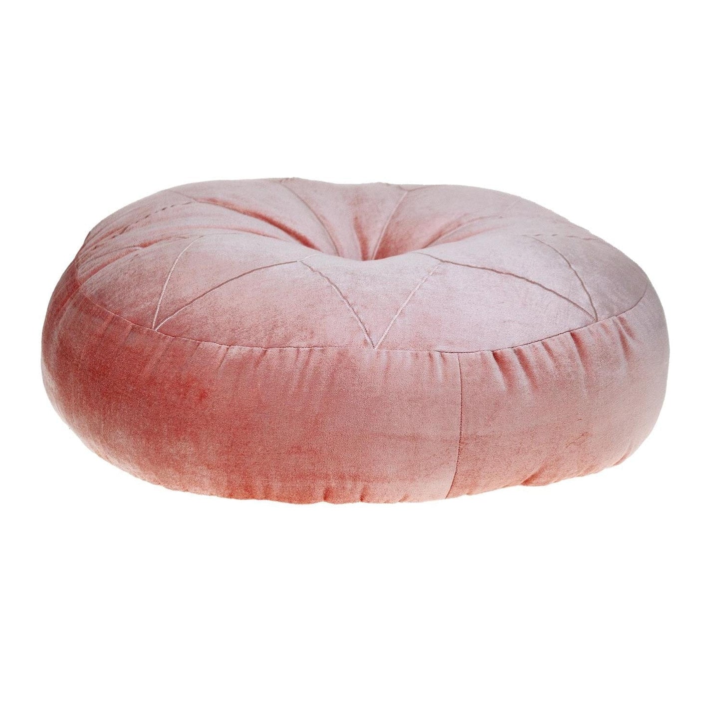 Round Tufted Pink Velvet Floor Pillow