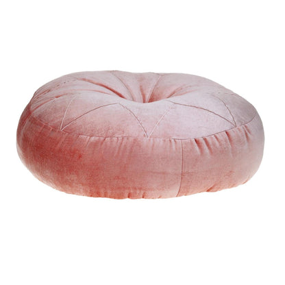 Round Tufted Pink Velvet Floor Pillow