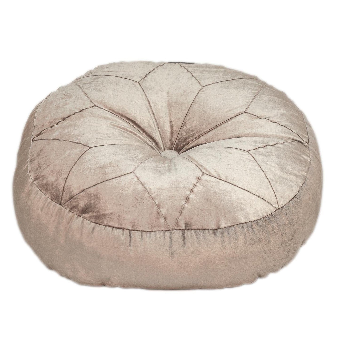 Round Tufted Taupe Velvet Floor Pillow