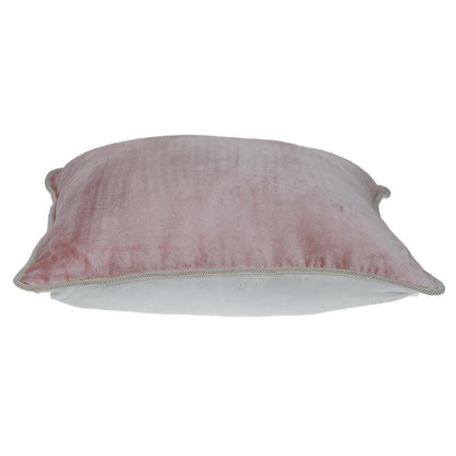 Reversible Ivory and Pink Square Velvet Throw Pillow