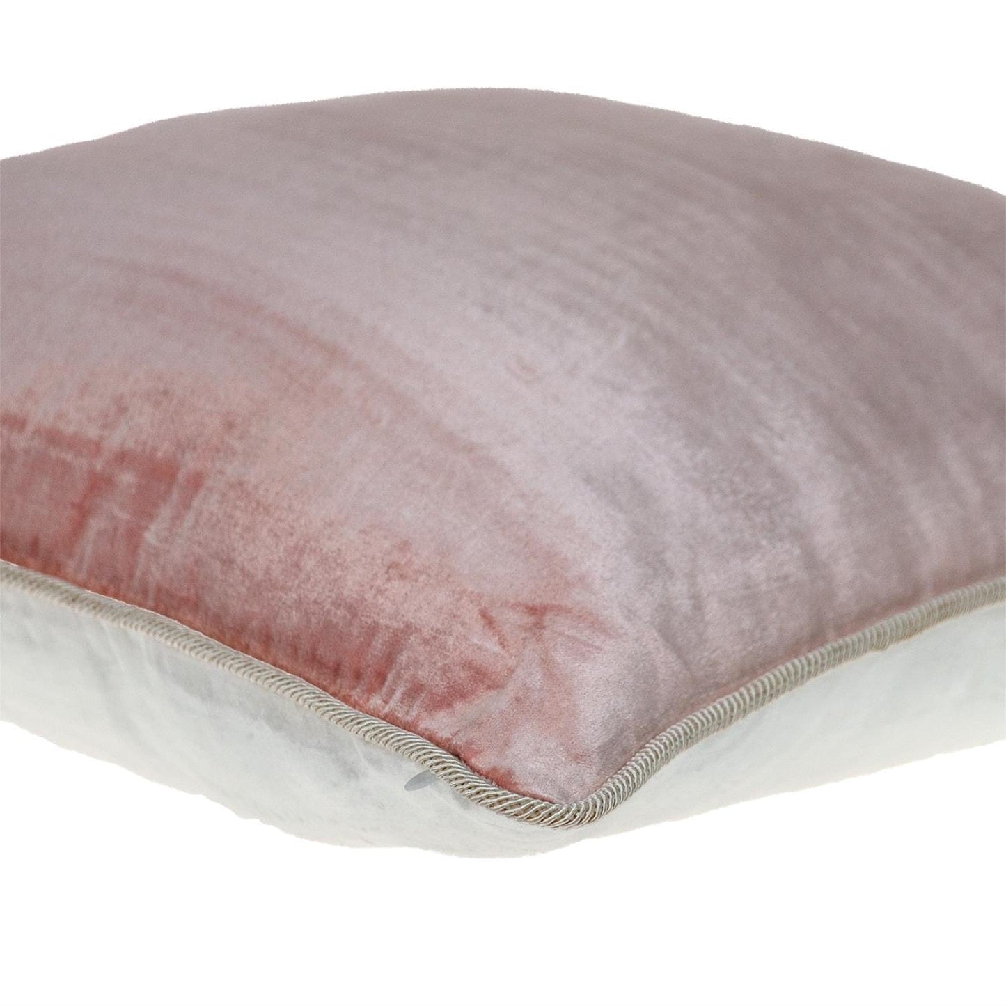 Reversible Ivory and Pink Square Velvet Throw Pillow
