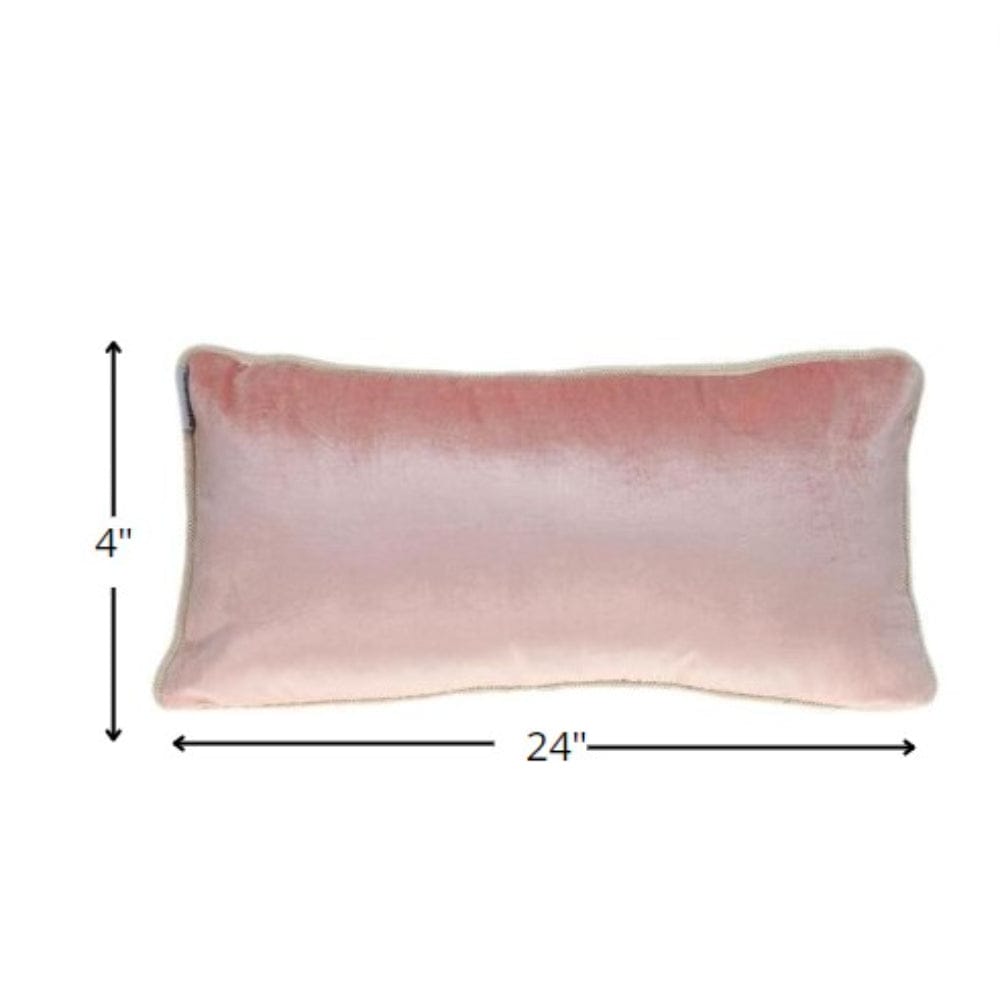 Reversible Ivory and Pink Lumbar Velvet Throw Pillow