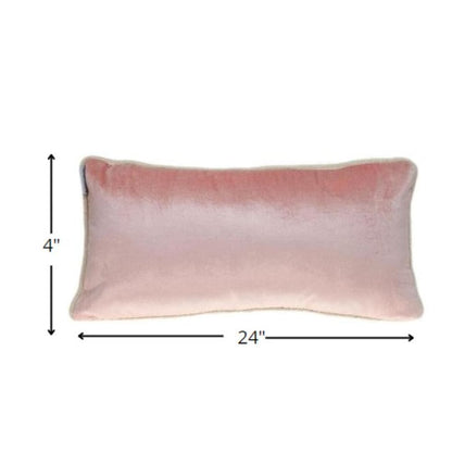 Reversible Ivory and Pink Lumbar Velvet Throw Pillow