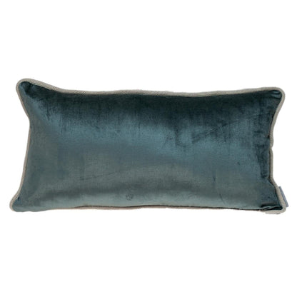 Reversible Gray and  Teal Lumbar Velvet Throw Pillow