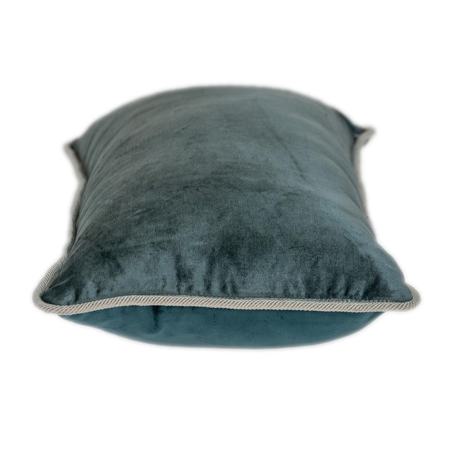 Reversible Gray and  Teal Lumbar Velvet Throw Pillow