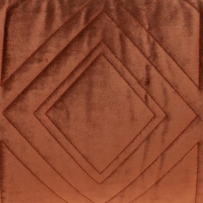 Burnt Orange Quilted Diamonds Velvet Lumbar Pillow