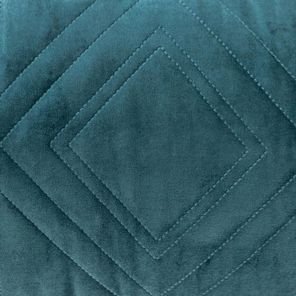 Teal Quilted Diamonds Velvet Solid Color Lumbar Pillow