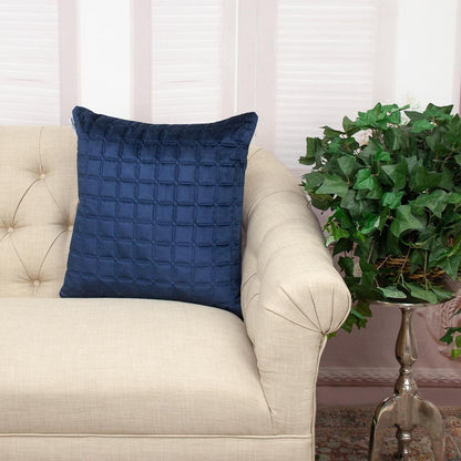 Navy Blue Quilted Decorative Throw Pillow