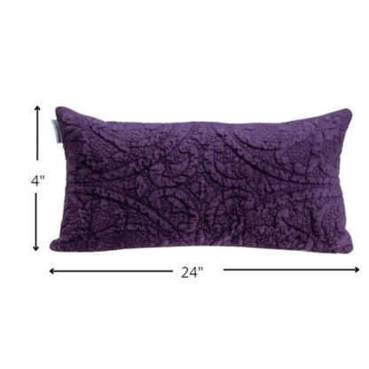 Purple Quilted Velvet Lumbar Throw Pillow