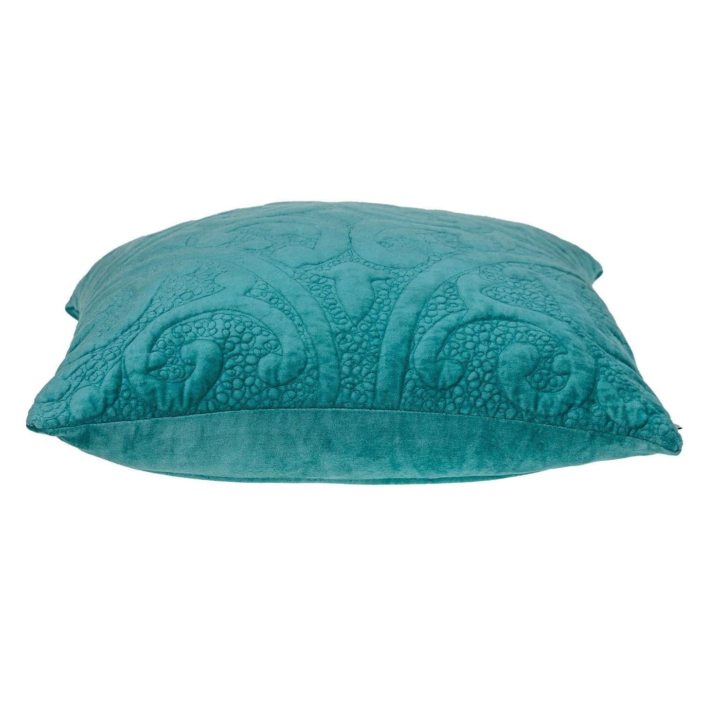 Aqua Quilted Velvet Square Throw Pillow