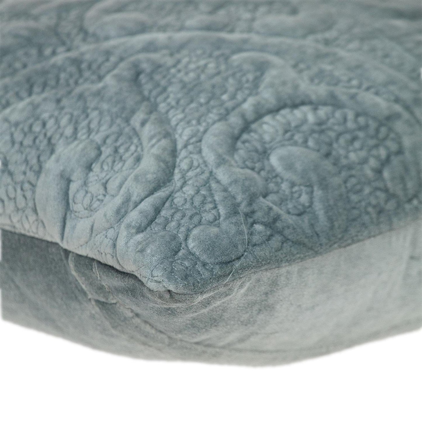 Seafoam Gray Quilted Velvet Square Throw Pillow