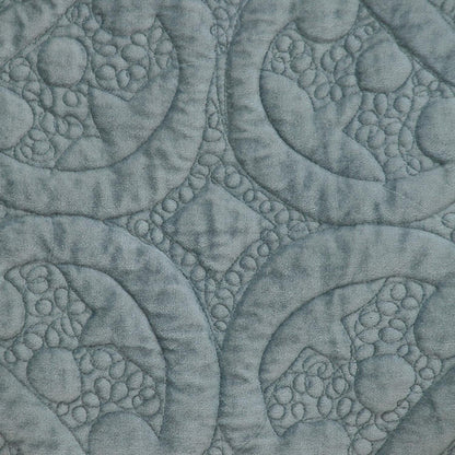 Seafoam Gray Quilted Velvet Square Throw Pillow