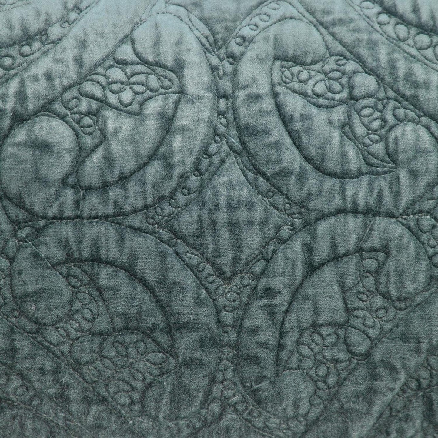 Seafoam Gray Quilted Velvet Lumbar Throw Pillow