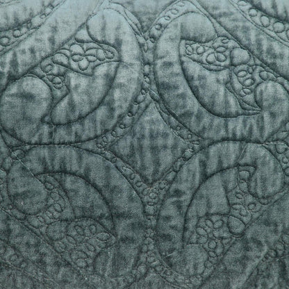 Seafoam Gray Quilted Velvet Lumbar Throw Pillow