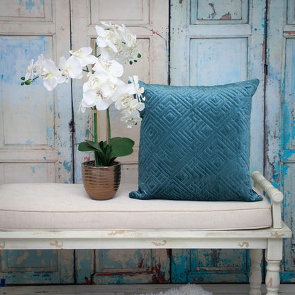 Quilted Teal Decorative Throw Pillow