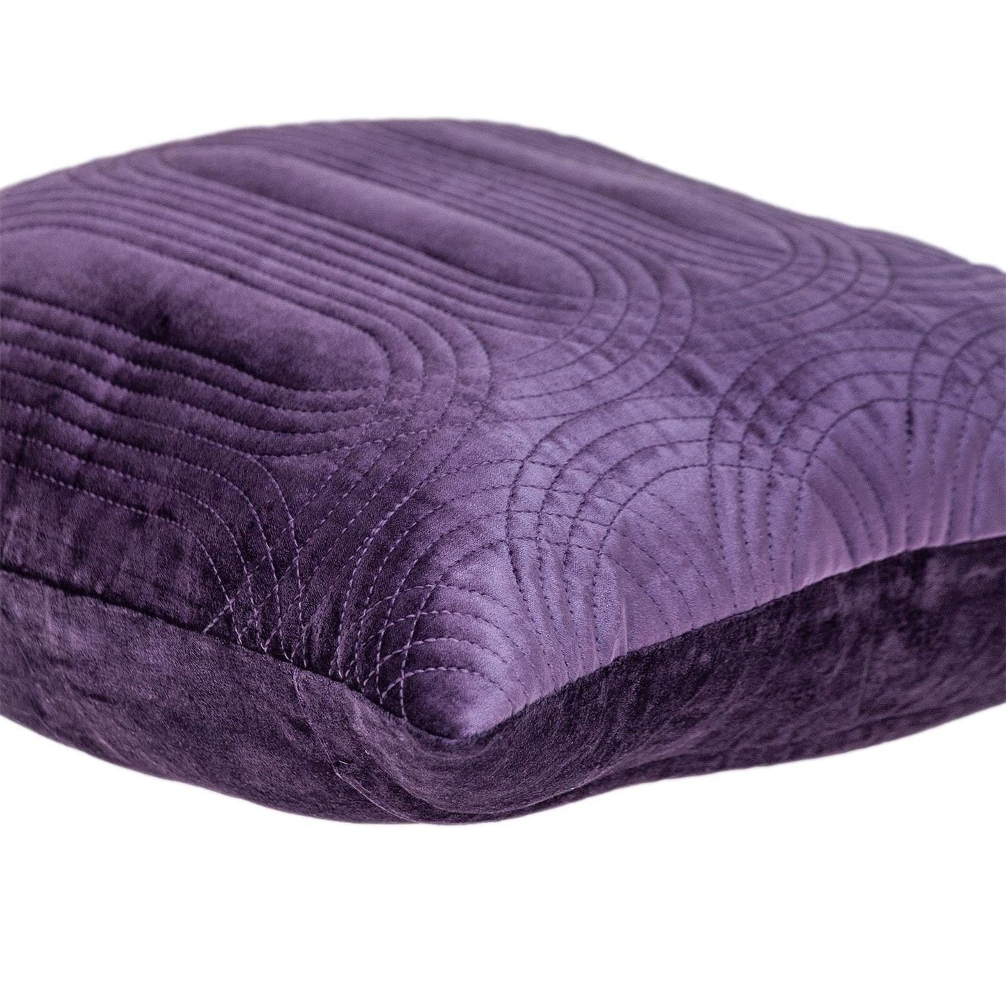 Quilted Velvet Purple Square Throw Pillow