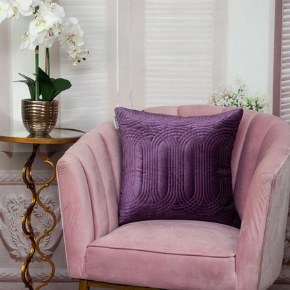 Quilted Velvet Purple Square Throw Pillow