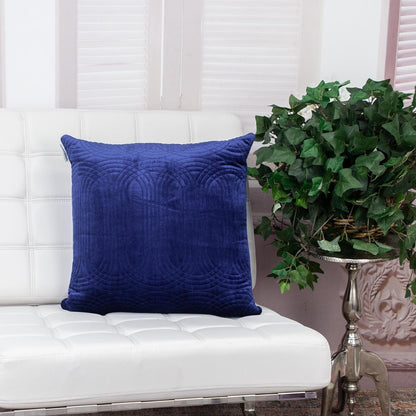 Quilted Velvet Blue  Square Throw Pillow