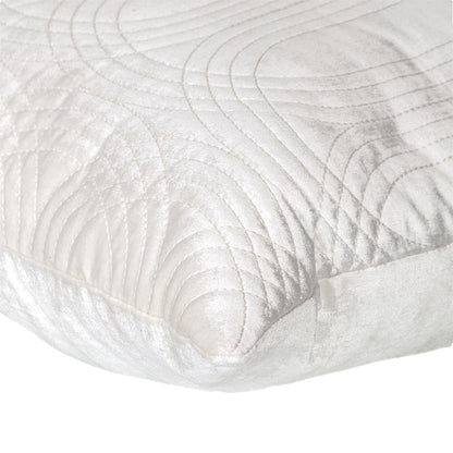 Quilted Velvet White Square Throw Pillow