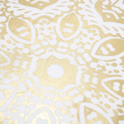 White Gold Medallion Down Filled Throw Pillow