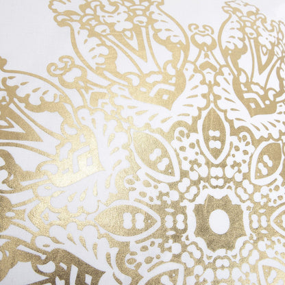 White Gold Medallion Down Filled Throw Pillow