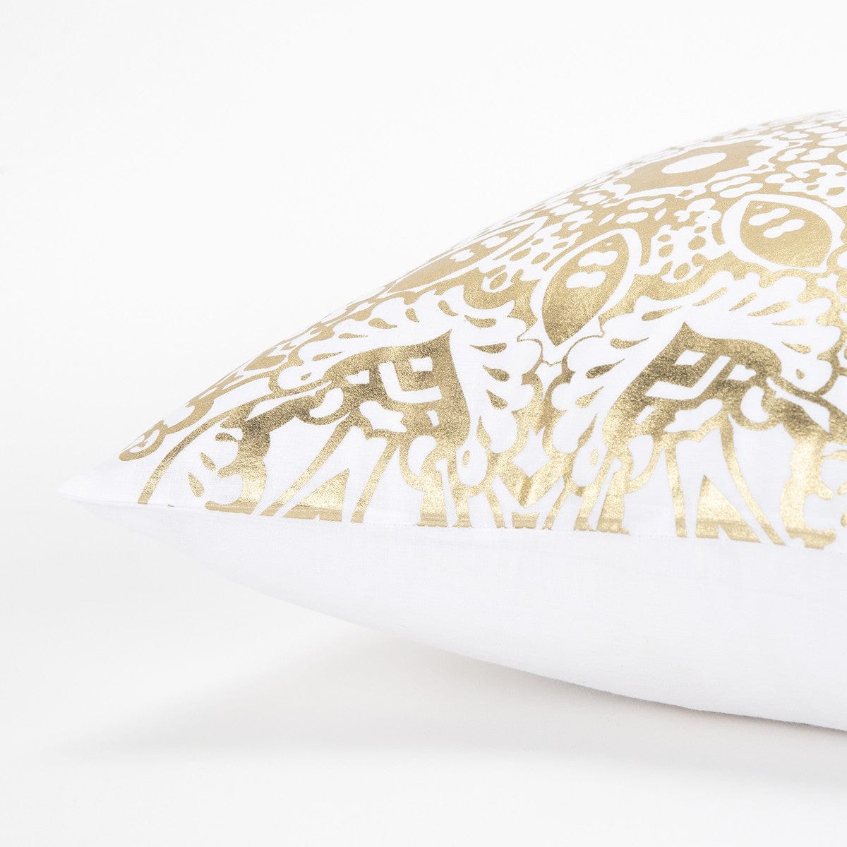 White Gold Medallion Down Filled Throw Pillow