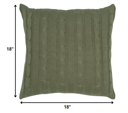 Olive Green Knit Sweater Stripe Down Throw Pillow