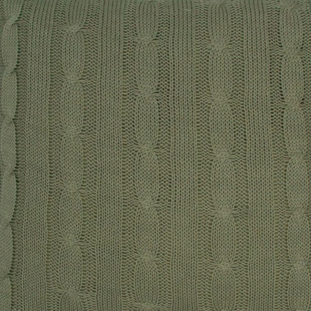 Olive Green Knit Sweater Stripe Down Throw Pillow