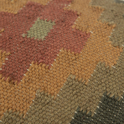 Brown Beige Kilim Down Filled Throw Pillow