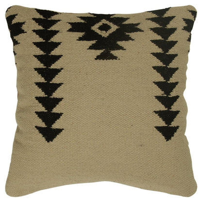 Black Beige Mod Tribal Down Filled Throw Pillow