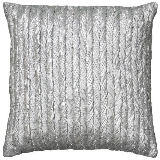 Silver Braided Stripe Down Filled Throw Pillow