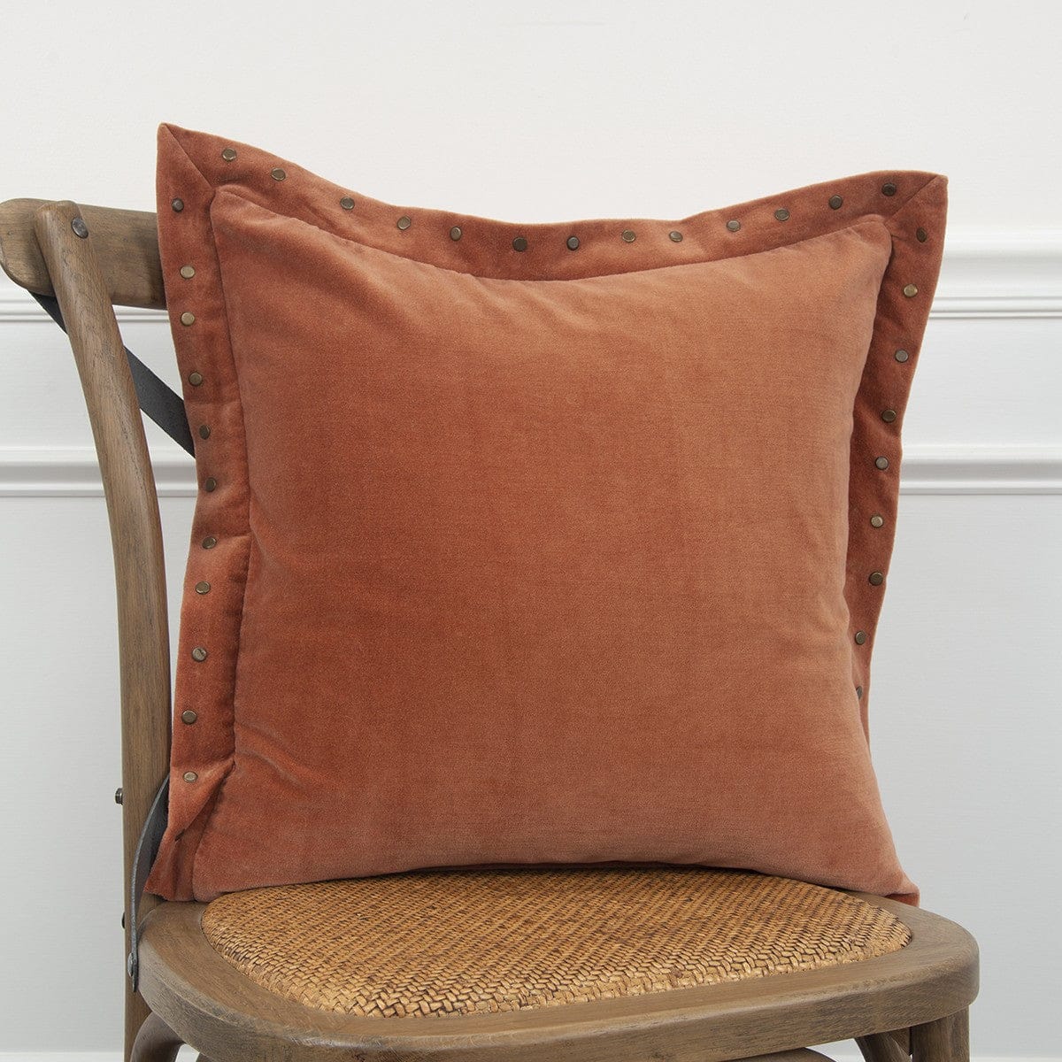 Rust Orange Embellished Flange Down Throw Pillow