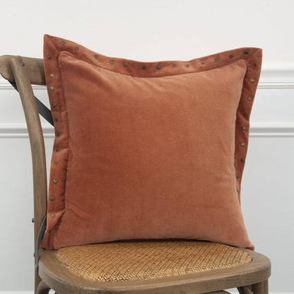 Rust Orange Embellished Flange Down Throw Pillow