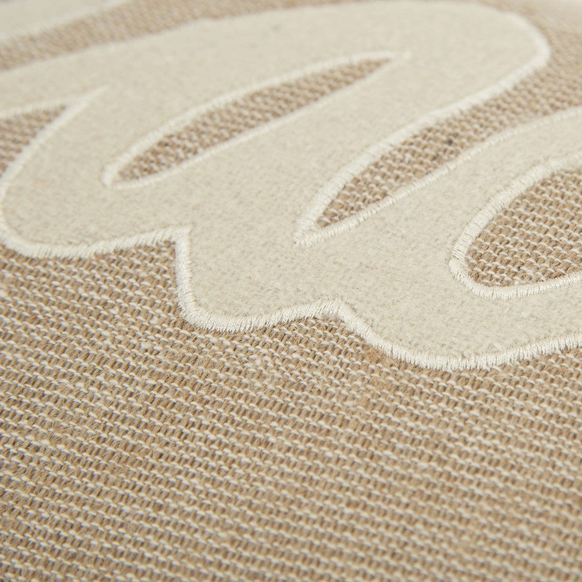 Tan Peace Felt Applique Burlap Throw Pillow