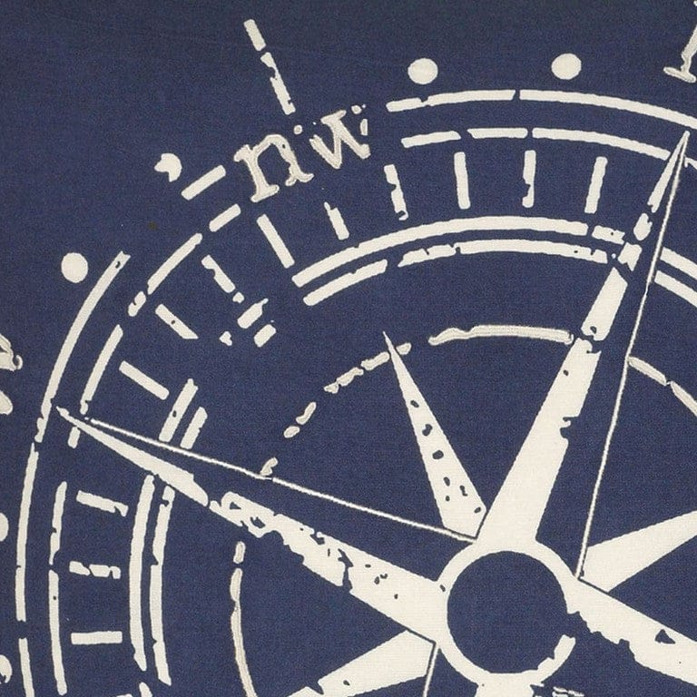 Navy White Nautical Compass Down Throw Pillow