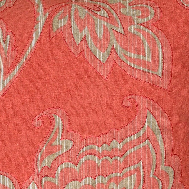 Coral Beige Floral Silhouette Down Throw Pillow