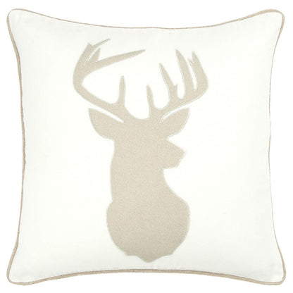 Ivory Tan Reindeer Down Filled Throw Pillow