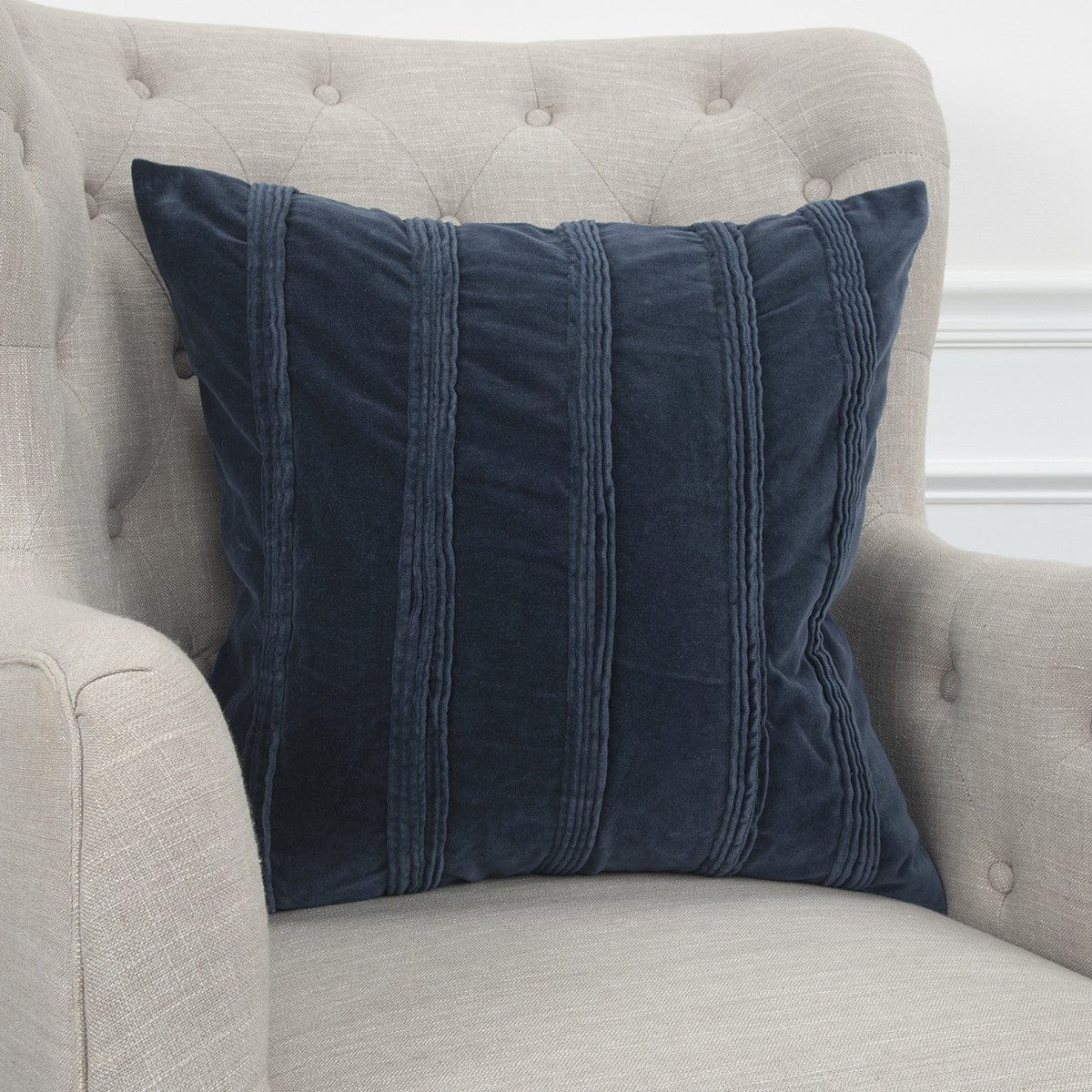 Navy Textural Striped Throw Pillow