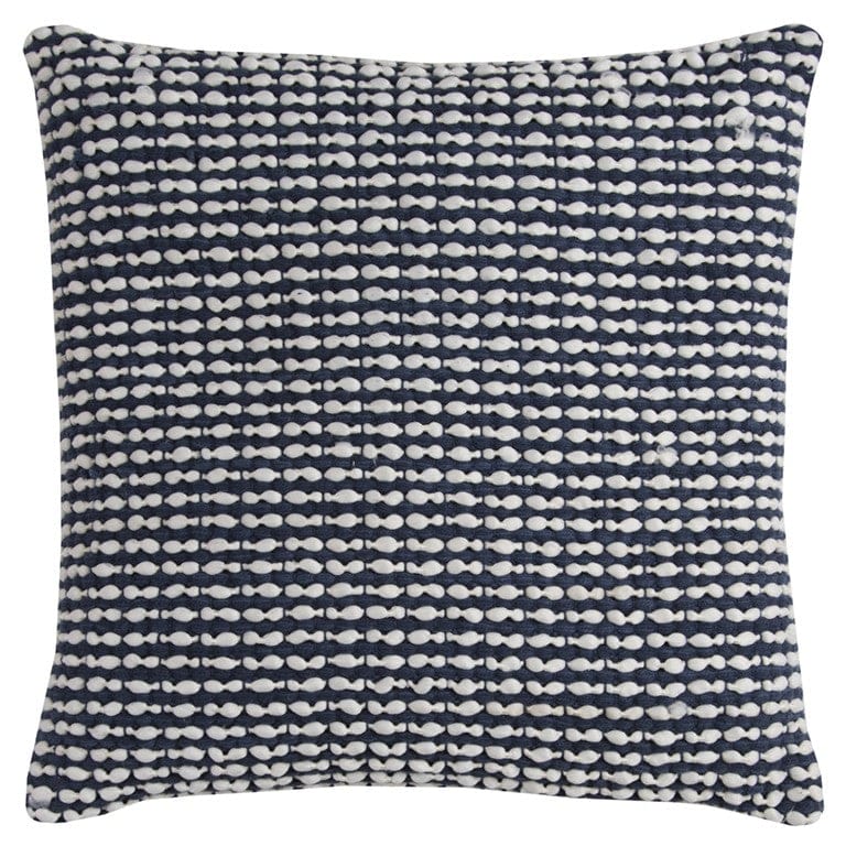 Navy White Textured Weaving Pattern Throw Pillow