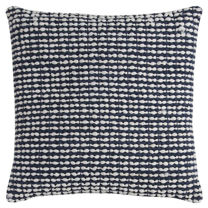 Navy White Textured Weaving Pattern Throw Pillow